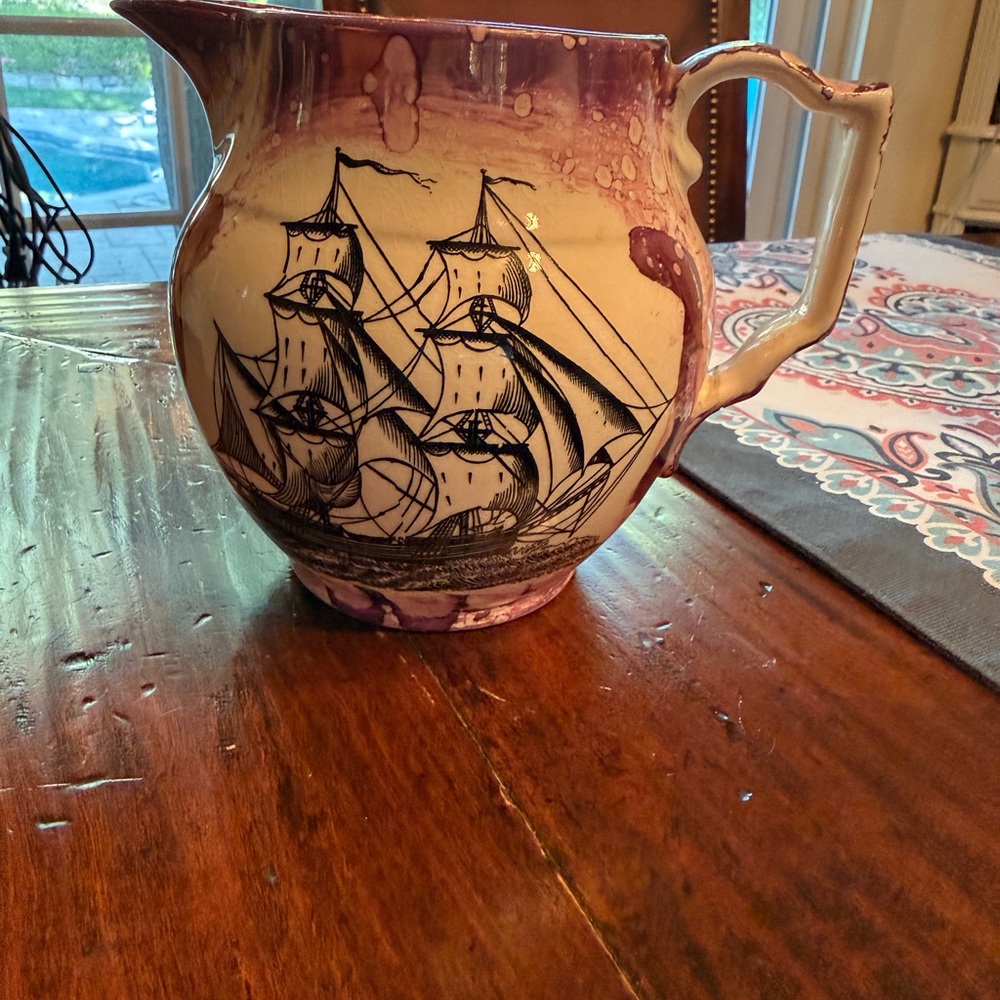Vintage Grays Pottery England Ship Design Staffordshire Pitcher. Collectible!